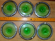 6 Glasrondelle mit Zinnfassung